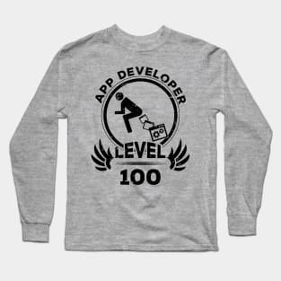 Level 100 App Developer Funny Programmer Gift Long Sleeve T-Shirt